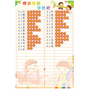 小学生班级评比栏幼儿园红花奖励积分表光荣榜教室布置可擦写墙贴