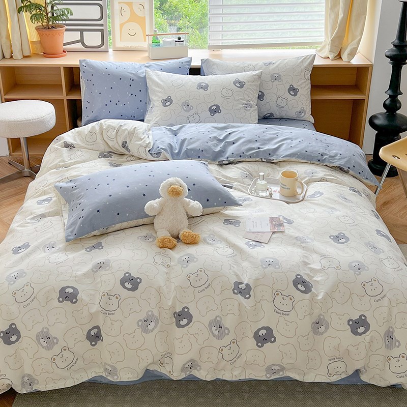 影子熊 儿童卡通纯棉床单被套1.2米三四件套定制床笠床罩床上用品