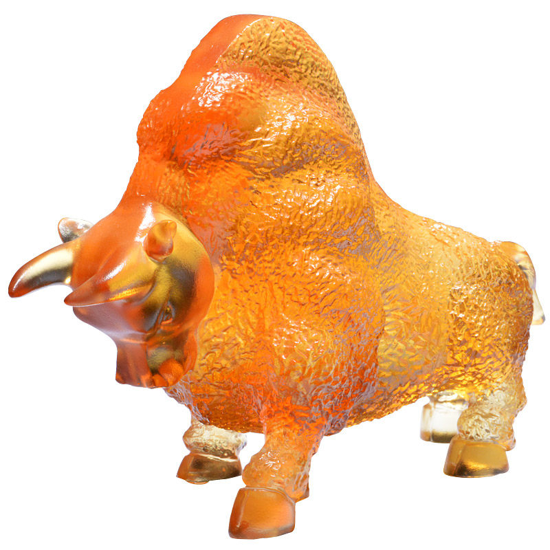 开业礼品牛摆件招财镇宅办公室桌面装饰品摆设琉璃摆件玻璃工艺品,家居饰品,装饰摆件,淘宝优惠券,粉丝福利购,淘宝优惠卷