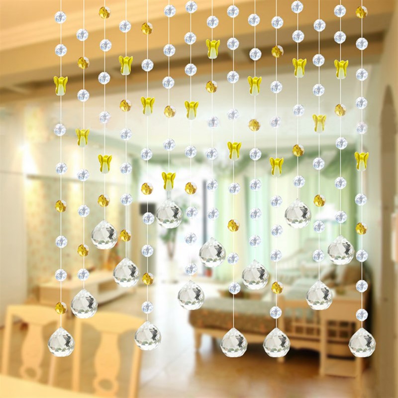 新款白菜水晶珠帘卧室隔断帘门帘子成品玄关挂帘免打孔