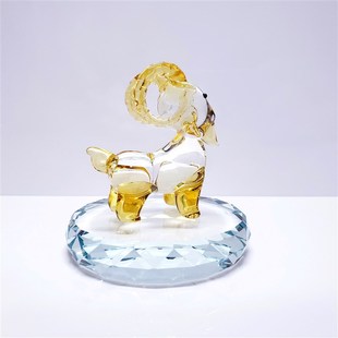 白羊座十二星座水晶摆件创意手工琉璃小绵羊动物玻璃生肖礼物车载