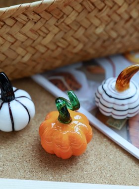 创意南瓜造型桌面玻璃摆饰客厅书桌家居田园彩色南瓜球形玻璃摆件