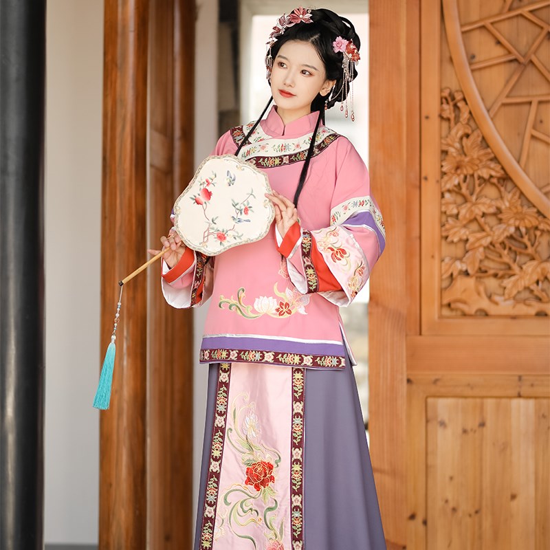 复古中式婚礼喜娘服古装女秀禾少奶奶绣花公主小姐常服明国风两件