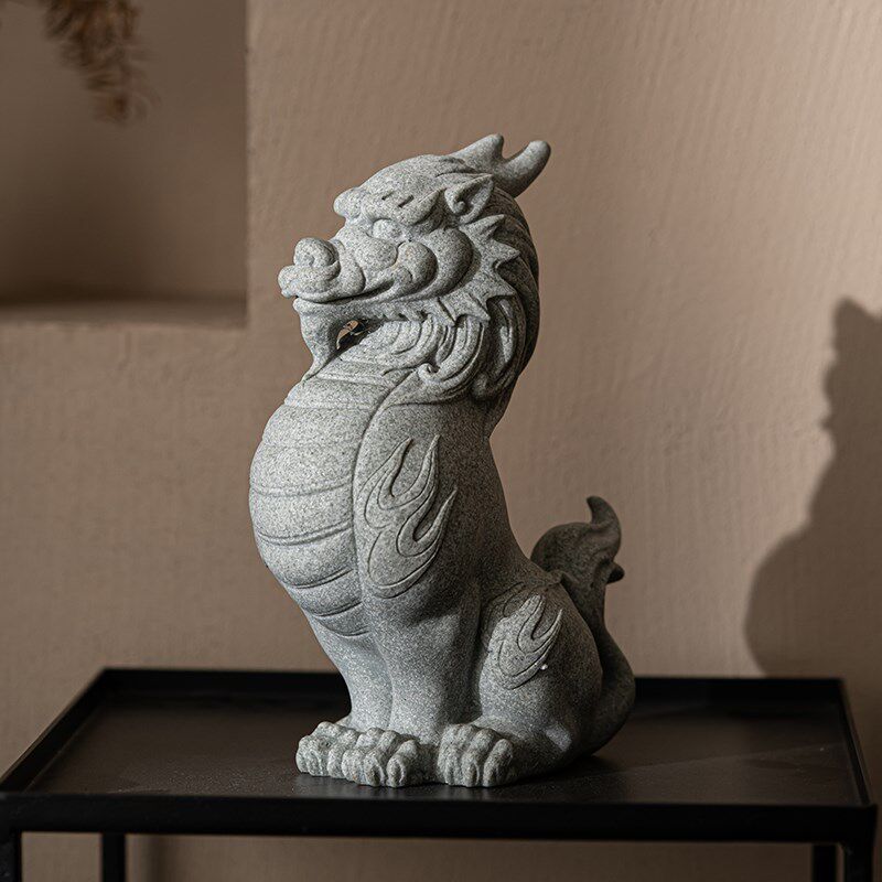 青砂石瑞兽水神兽招财貔貅家居桌面装饰品茶桌茶宠摆件鱼缸造景观