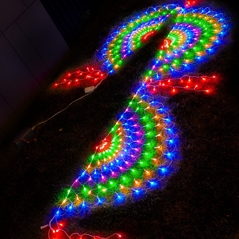 2026新款节日装饰网灯led孔雀七彩灯串灯闪灯户外庭院布置氛围灯