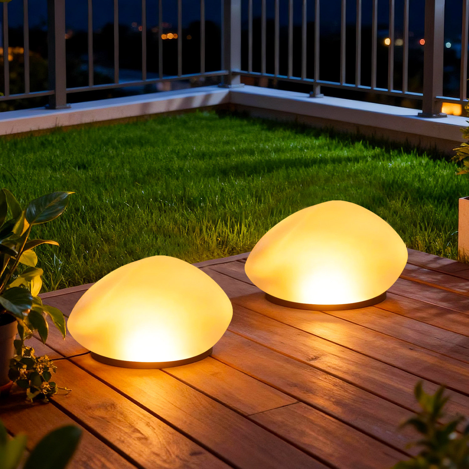 太阳能户外庭院灯花园发光草坪灯鹅卵石装饰灯别墅造景防水石头灯