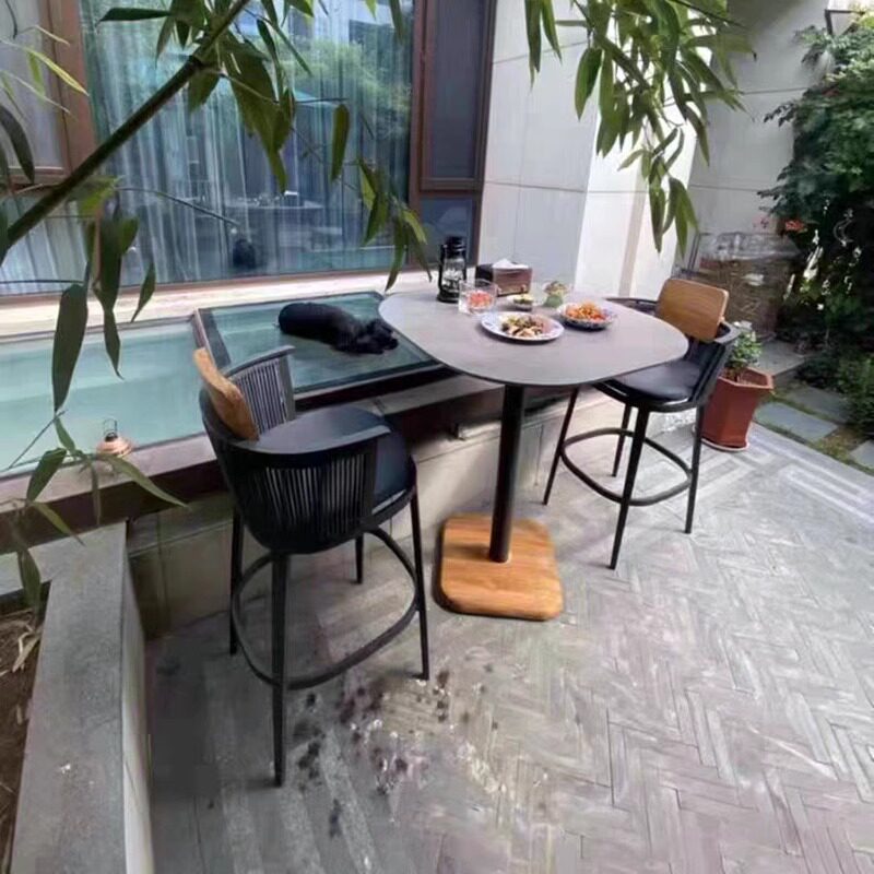 户外藤编高脚吧台椅阳台咖啡厅