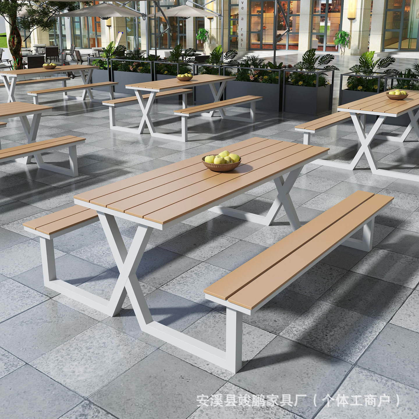户外连体公园桌椅组合庭院露天