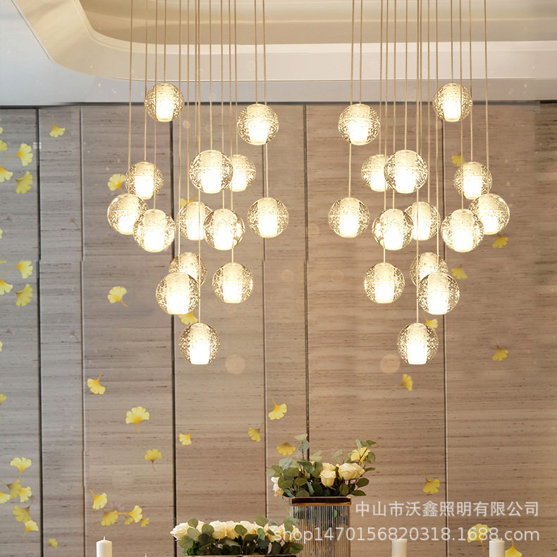 美式水晶玻璃球吊灯泡泡艺术餐厅吊灯LED单头创意个性流星雨吊灯