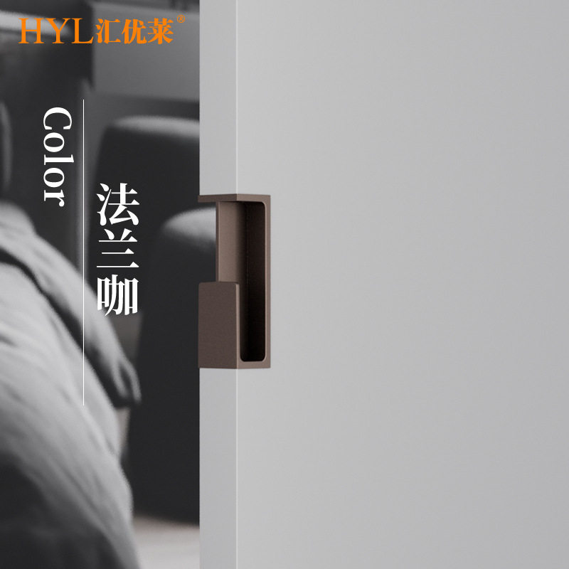 带锁白色口袋门拉手木门暗拉手推拉谷仓门把手口袋衣帽间移门拉手