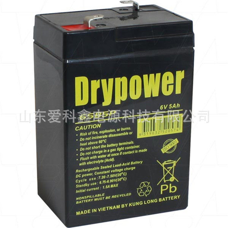 Drypower蓄电池6SB5P6v5ah电子秤童车铅酸电瓶