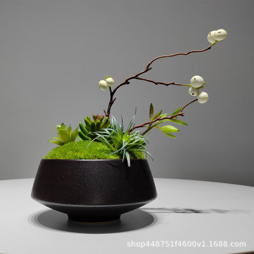 现代轻奢仿真花艺绿植盆景插花器客厅办公洽谈桌高端家居饰品摆件