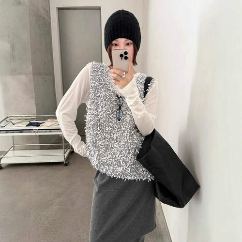 纸片纱羊毛针织马甲背心女装26春
