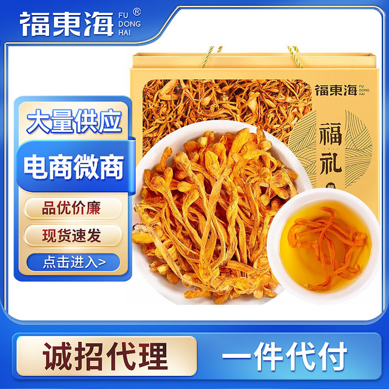 福东海虫草花300g/礼盒孢子头金虫草干货 蛹虫草泡茶煲汤材料