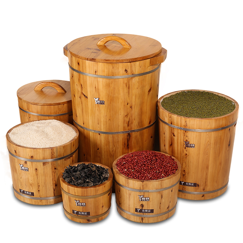 香柏木实木米桶10斤装密封防潮100斤储米箱家用面桶米缸2.0斤 厨