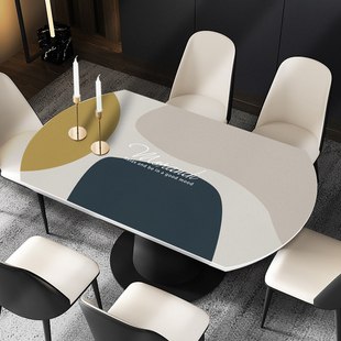 2021新款 桌垫皮革防烫台 弧形椭圆餐桌布防水防油E免洗茶几台中式