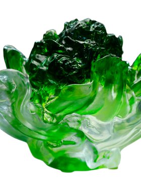 琉璃工艺品水晶百财招来玉白菜电视柜上J放的摆件玻璃酒柜装饰品