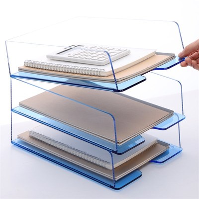 桌面文件架透明A4文件夹收纳x盒商务办公置物架学生试卷分类整理