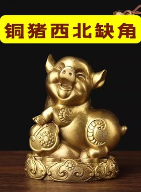 铜猪西北缺角房子缺角p化解摆件西北补角摆件铜狗房屋缺西北角化