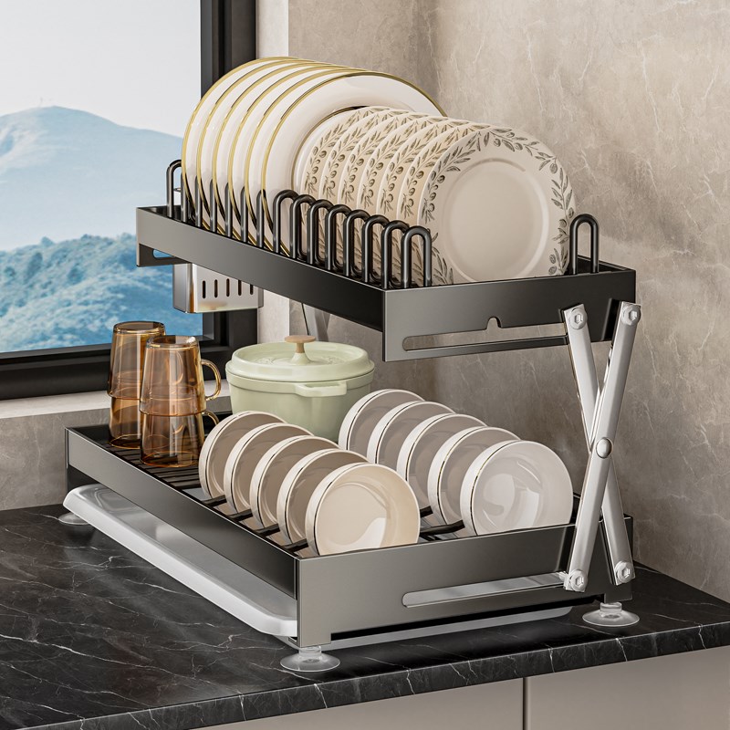 碗碟收纳架厨房置l物架碗盘沥水架家用多功能放碗架碗筷收纳盒碗