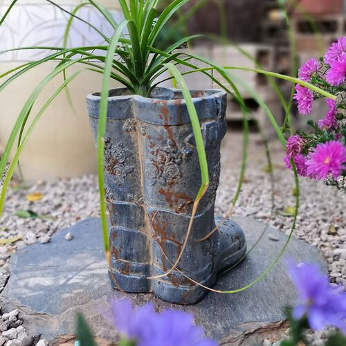 花园装饰品c摆件户外庭院阳台造景幼儿园布置创意复古做旧雨鞋花