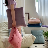 简约两用抱枕g被子可机洗办公室沙发午休被全棉短毛绒双面靠垫被