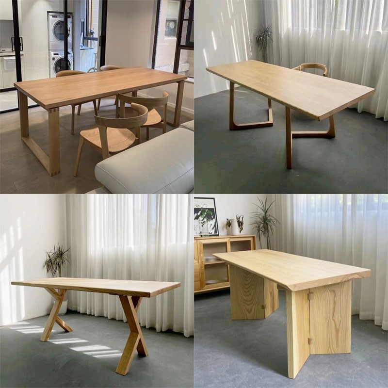 莫比恩大板e支架白蜡木实木支撑架家用口字型台面桌子腿白橡木脚