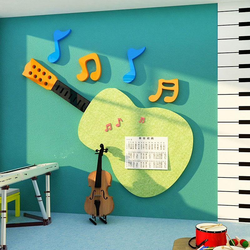 吉他墙贴琴房布置幼儿园音乐教室A区墙面装饰工作挂画文化培训中