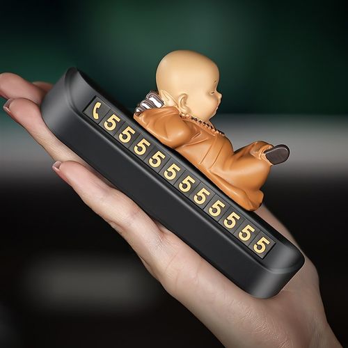 小沙弥汽车临时停车电话号码牌耐高温车载挪车牌S摆件车内装饰用