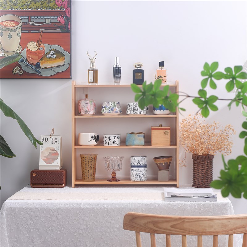 实木桌面收纳杯架子o水杯马克杯茶具香水摆件陈列置物展示架子