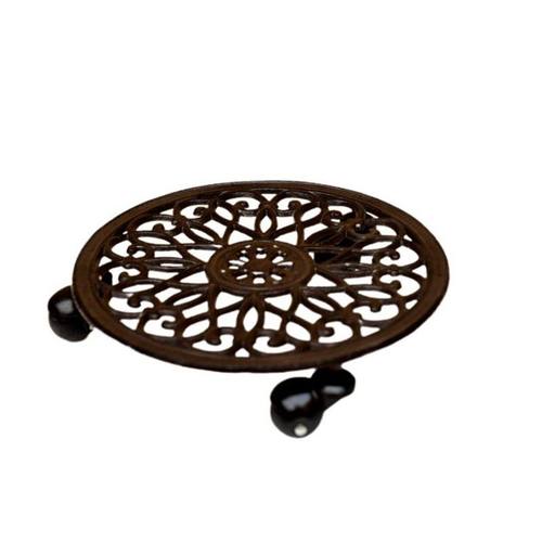 铸铁移动花盆托盘  带t万向轮大型盆栽移动花托 花园用品热销