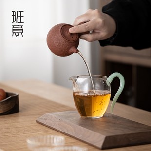 草堂公道杯 家用X大号公杯茶 天青玉高透耐热玻璃分茶器旦盅 日式