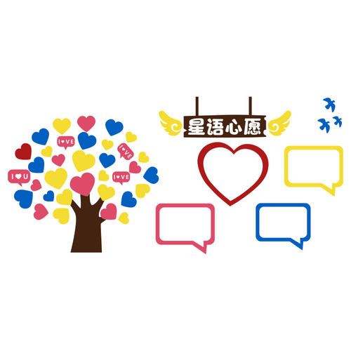 幼儿园班级环创主题教室布置装饰文化创意心N愿墙面许愿树留言布