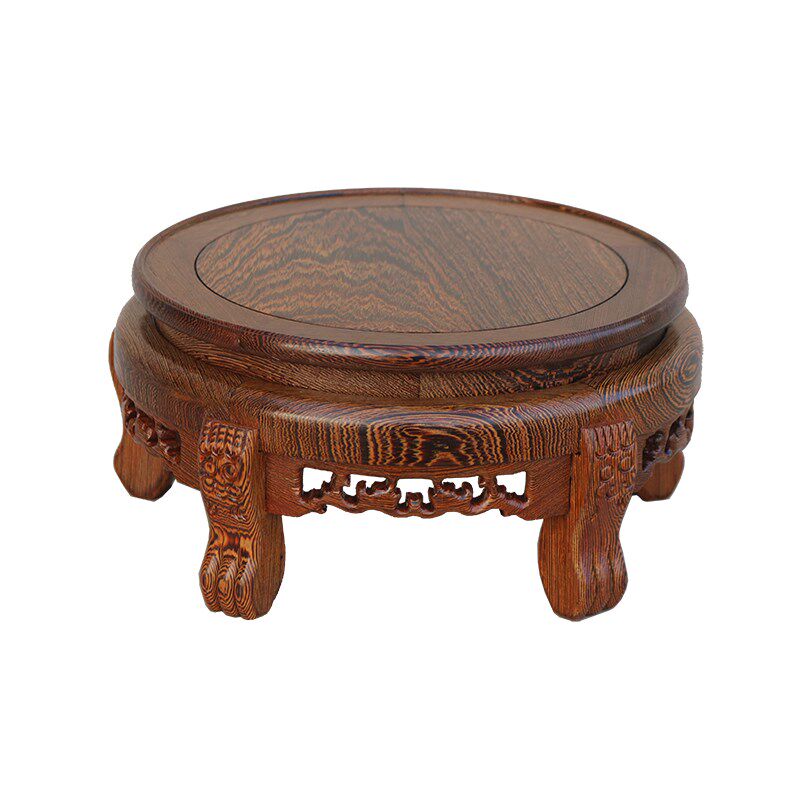 实木鸡翅木圆形鱼缸底座花盆景花瓶酒坛托K架工艺品奇石头摆件花