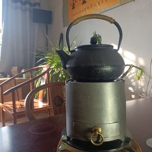新品小圆钢桶木碳煮茶炉日式工夫茶具酒精灯炉耐Y火中式炭炉