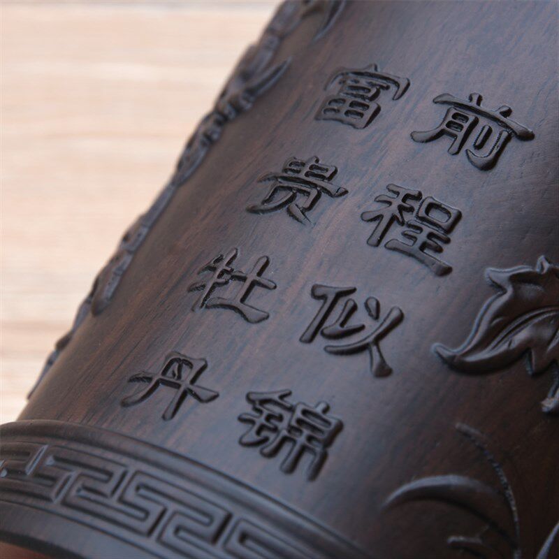 包邮 黑檀木实木雕刻复古毛x笔钢笔筒 文房四宝创意文化工艺礼品