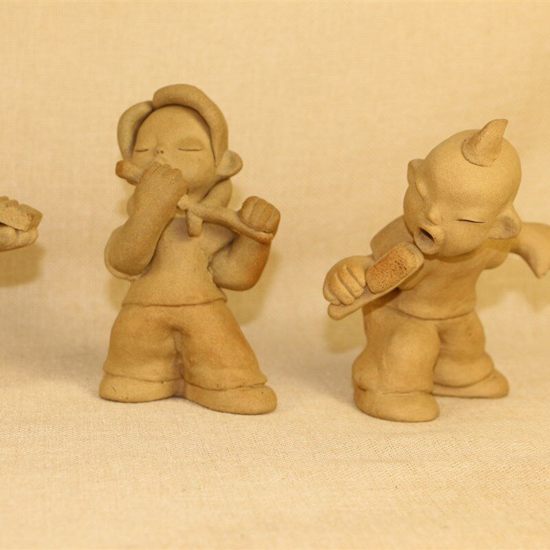 陶瓷工艺品纯手工土陶泥人家居饰品人物摆设粗陶泥.人陶土娃娃