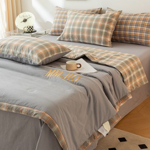 全棉水洗棉大豆空调被夏季纯棉夏凉被四件套O薄夏被被子冷气被机