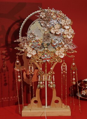 明制汉服新娘喜扇闺蜜结婚送礼团扇材料包成品工艺扇diZy出嫁遮面