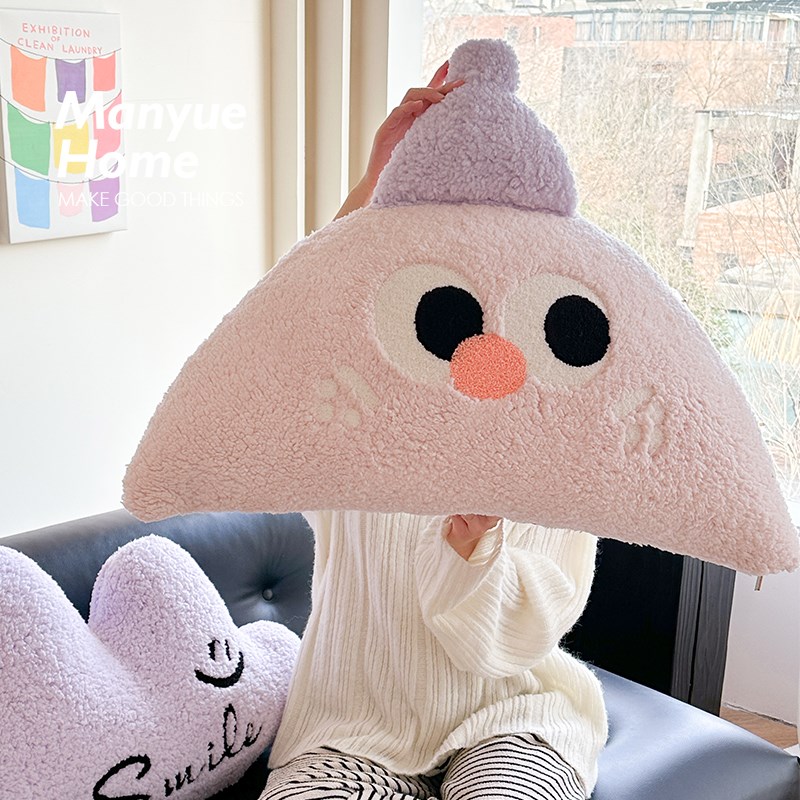 蔓越家 可爱ins大眼靠枕长条靠背羊羔绒L抱枕学生宿舍床头靠垫软
