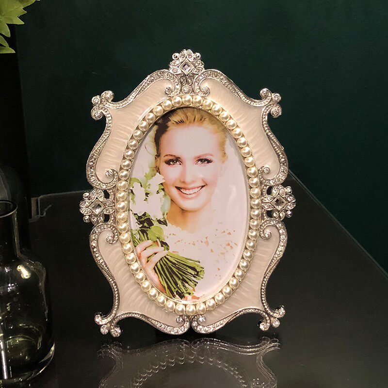 相框洗照片欧式奢华6寸7寸1x0寸椭圆珍珠相框架七寸创意照片框摆