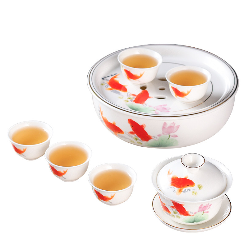 陶瓷袖珍旅行功夫茶具套s装带茶盘盖碗便携茶具整套旅游小茶具车