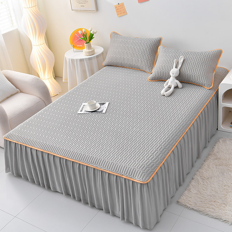 乳胶冰丝凉席三件套夏天可机洗软垫床上F用品水洗空调席1.8m床裙