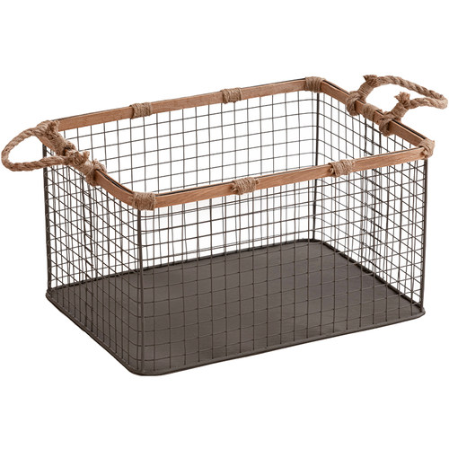 复古铁艺网格收纳l筐零食水果收纳篮厨房储物篮桌面杂物整理置物