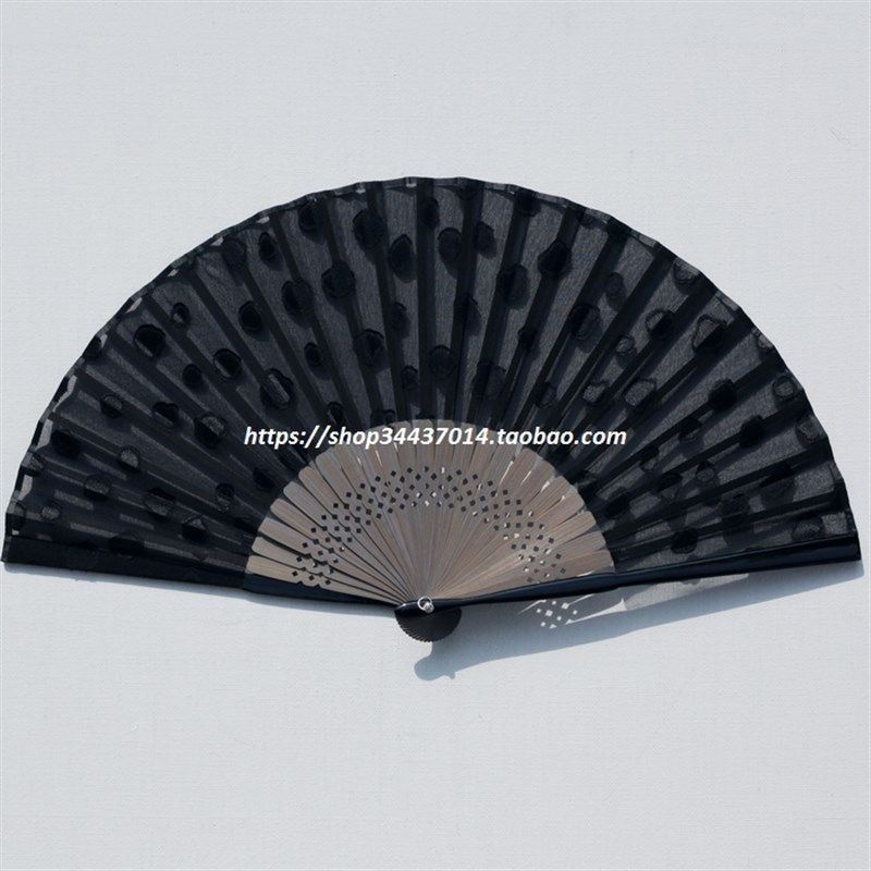 2款可选 树叶/圆点 半透明黑色扇子 工艺折L扇 ins风拍照和风道具,居家日用,扇子,淘宝优惠券,粉丝福利购,淘宝优惠卷