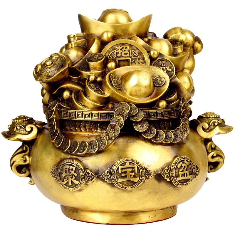 铜元宝聚宝盆存钱罐摆件聚宝盆聚I财百富铜缸存钱罐摆件