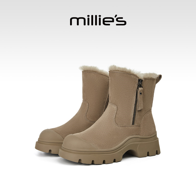 妙丽雪地靴女冬季加绒加厚羊毛保暖短靴厚底增高东北大棉鞋真皮,女鞋,时尚雪地靴,淘宝优惠券,粉丝福利购,淘宝优惠卷
