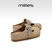 新款 MILLIE 女外穿厚底勃肯拖鞋 复古一脚蹬春季 妙丽包头半拖鞋