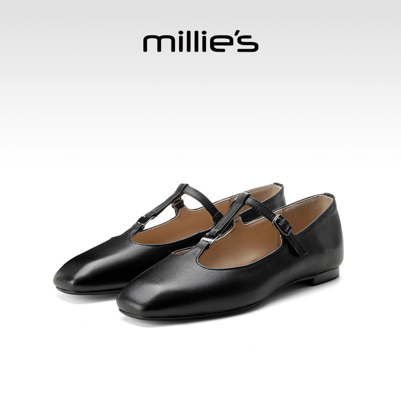 MILLIE'S/妙丽女鞋2025新款夏法式复古玛丽珍鞋女平底芭蕾舞单鞋,女鞋,浅口单鞋,淘宝优惠券,粉丝福利购,淘宝优惠卷
