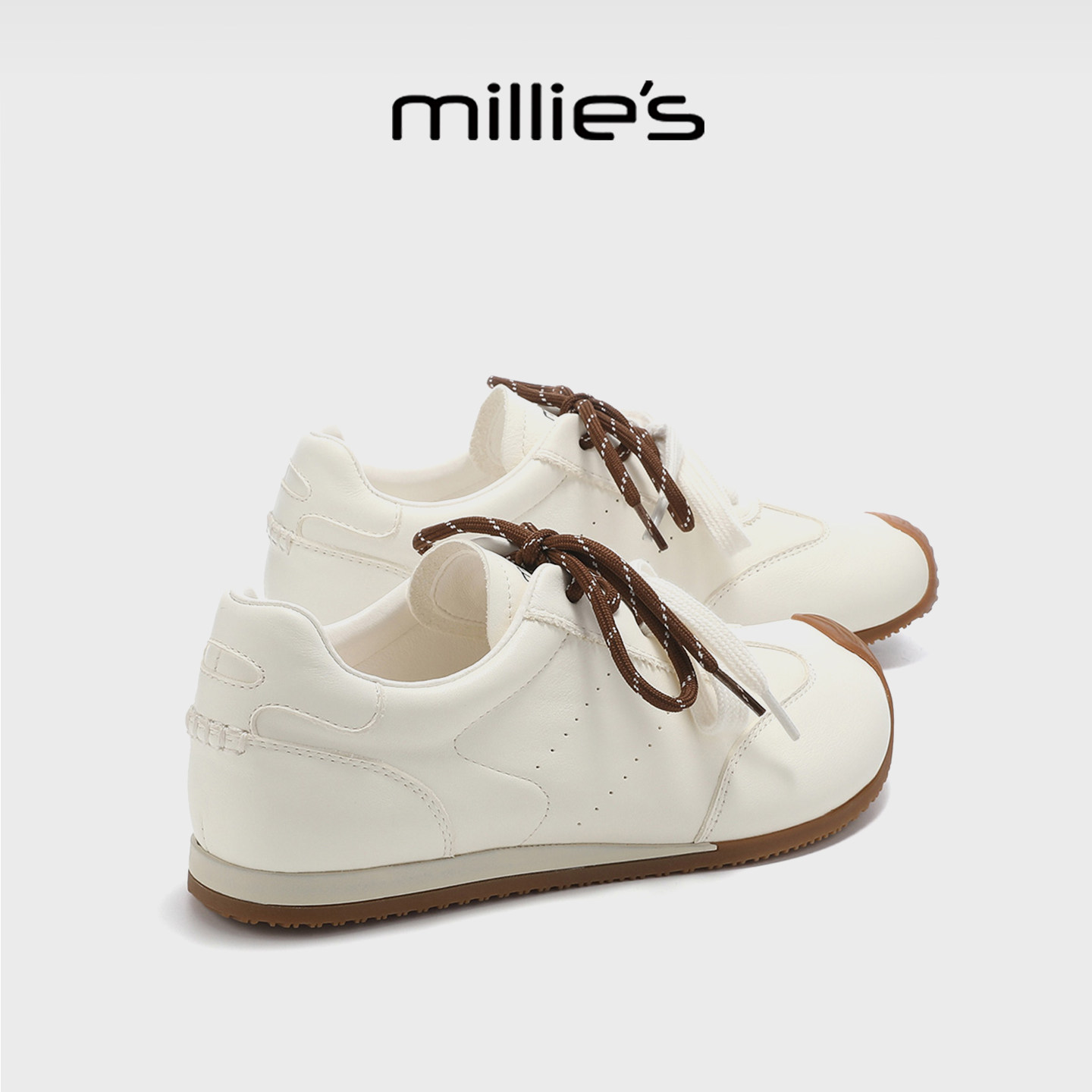 MILLIE'S/妙丽芭蕾软底系带阿甘鞋女鞋2026春季新款真皮深口单鞋,女鞋,深口单鞋,淘宝优惠券,粉丝福利购,淘宝优惠卷